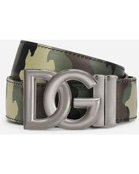 Dolce & Gabbana Wendegürtel aus Kalbsleder und Camouflage - Grau