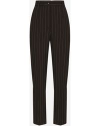 Dolce & Gabbana - Nadelstreifenhose Aus Wolle Mit Hohem Bund - Lyst