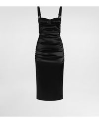 Dolce & Gabbana - Draped Calf-Length Dress With Bra-Style Detailing - Lyst