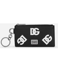 Dolce & Gabbana - Kartenetui aus Kalbsleder DG-Print allover mit Schlüsselring - Lyst