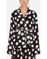 Dolce & Gabbana Camisa De Seda Con Estampado De Lunares - Negro