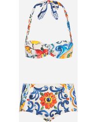 Dolce & Gabbana Bedruckter Bikini Mit Balconette-Bikinitop - Blau