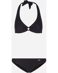 Dolce & Gabbana Einfarbiger Bikini - Schwarz