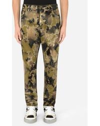 Dolce & Gabbana Loose Flocked Camouflage-print Jeans - Green