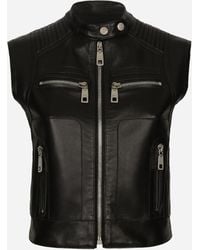 Dolce & Gabbana - Zip-Up Leather Vest - Lyst
