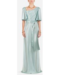 Dolce & Gabbana Short-Sleeved Long Silk Dress - Blau
