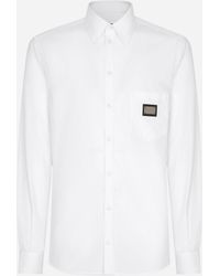 Dolce & Gabbana - Cotton Martini-Fit Shirt With Branded Tag - Lyst