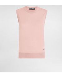 Dolce & Gabbana - Wool Tank Top With Dg Logo Embroidery - Lyst