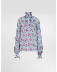 Dolce & Gabbana - Small Flower Bouquets-Print Chiffon Top - Lyst