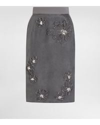 Dolce & Gabbana - Organza Midi Skirt With Flower Embroidery - Lyst
