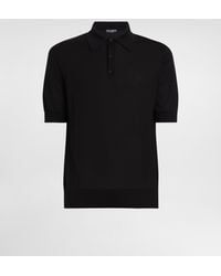 Dolce & Gabbana - Silk Polo-Shirt With Logo Embroidery - Lyst