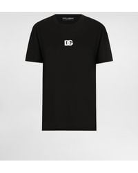 Dolce & Gabbana - Jersey T-Shirt With Dg Logo Embroidery - Lyst