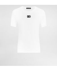 Dolce & Gabbana - Jersey T-Shirt With Dg Logo Embroidery - Lyst