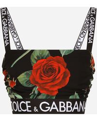 Dolce & Gabbana Top de charmeuse con estampado de rosas rojas - Multicolor