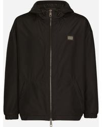 Dolce & Gabbana - Nylon Jacket With Hood And Branded Tag - Lyst