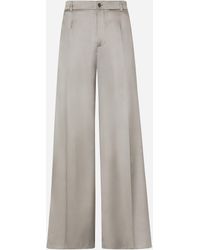 Dolce & Gabbana - Wide-Leg Stretch Silk Pants - Lyst