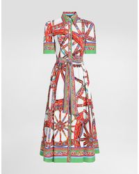 Dolce & Gabbana - Carretto-Print Poplin Shirt Dress - Lyst
