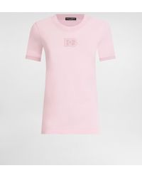 Dolce & Gabbana - Jersey T-Shirt With Raised Dg Logo Embroidery - Lyst