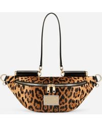 Dolce & Gabbana Small 90s Sicily Belt Bag In Leopard-print Pony Hair With Branded Plate - Multicolor