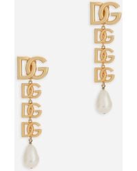 Dolce & Gabbana - Clip-On Earrings With Dg Logo - Lyst