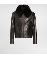 Dolce & Gabbana - Single-Breasted Coat With Fur Collar - Lyst