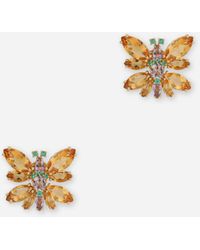 Dolce & Gabbana - Butterfly Earrings 18-Carat, Citrines, Amethysts, And Emeralds - Lyst