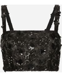 Dolce & Gabbana - Bralette Top With Sequin Embroidery - Lyst