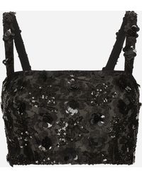 Dolce & Gabbana - Bralette Top With Sequin Embroidery - Lyst