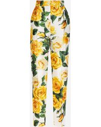 Dolce & Gabbana - High-Waisted Mikado Pants With Rose - Lyst