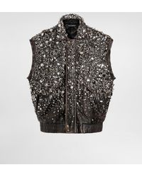Dolce & Gabbana - Vintage Leather Vest With Embroidery - Lyst
