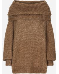 Dolce & Gabbana - Oversize Llama Wool Sweater With Shawl Neck - Lyst