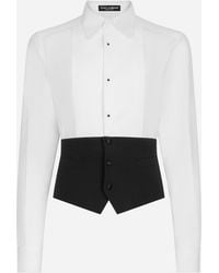 Dolce & Gabbana - Contrasting Panel Wool-Blend Shirt - Lyst