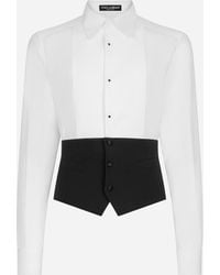 Dolce & Gabbana - Contrasting Panel Wool-Blend Shirt - Lyst