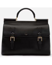 Dolce & Gabbana Calfskin Monreale Travel Bag With Heat-stamped Logo - Black