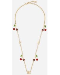 Dolce & Gabbana - Halskette Mit Charms Dg-Logo Und Kirschen - Lyst