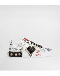 Dolce & Gabbana - Printed Leather Portofino Sneakers - Lyst