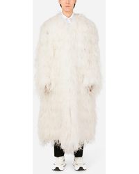 Dolce & Gabbana Abrigo en raso de seda y plumas de avestruz - Neutro