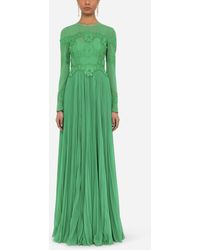 Dolce & Gabbana Vestido largo con detalles de encaje - Verde