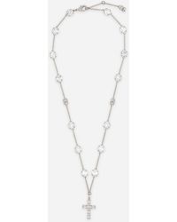 Dolce & Gabbana - Rosary-Style Necklace With Rhinestone-Detailed Crosses - Lyst