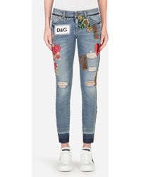 Dolce & Gabbana Denim Jeans With Patch Embellishment - Blau