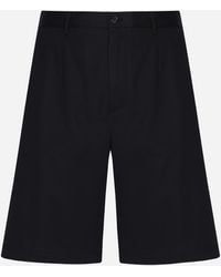 Dolce & Gabbana - Stretch Cotton Shorts With Branded Tag - Lyst