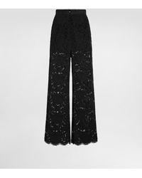 Dolce & Gabbana - Ausgestellte Hose Aus Floraler Kordelspitze Mit Dg-Logo - Lyst