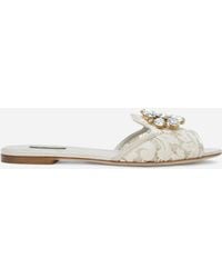 Dolce & Gabbana - Lace Slides With Brooch Detailing - Lyst