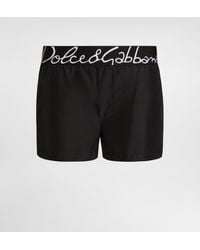 Dolce & Gabbana - Short Swim Trunks With Logo - Lyst