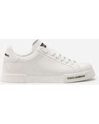 Dolce & Gabbana - Leather Sneakers With Lateral Logo Patch - Lyst