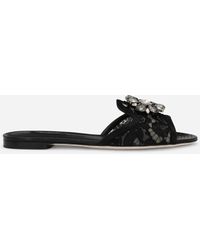 Dolce & Gabbana - レース フラットサンダル - Lyst