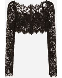 Dolce & Gabbana Top corsé de manga larga de encaje - Negro