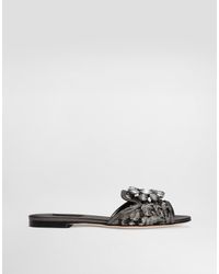 Dolce & Gabbana - Sandale Aus Spitze Mit Kristallen - Lyst