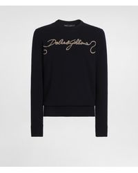 Dolce & Gabbana - Smooth Knit Pullover With Embroidery - Lyst