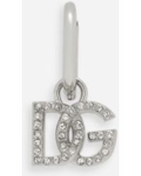 Dolce & Gabbana - Crystal-Embellished Logo-Charm Hoop - Lyst